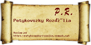 Petykovszky Rozália névjegykártya